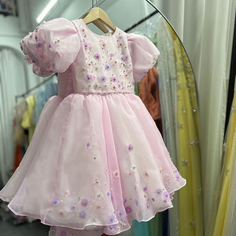Jill Wish Luxury Arabic Pink Girl Dress Beaded with Cape Prom Gown J355