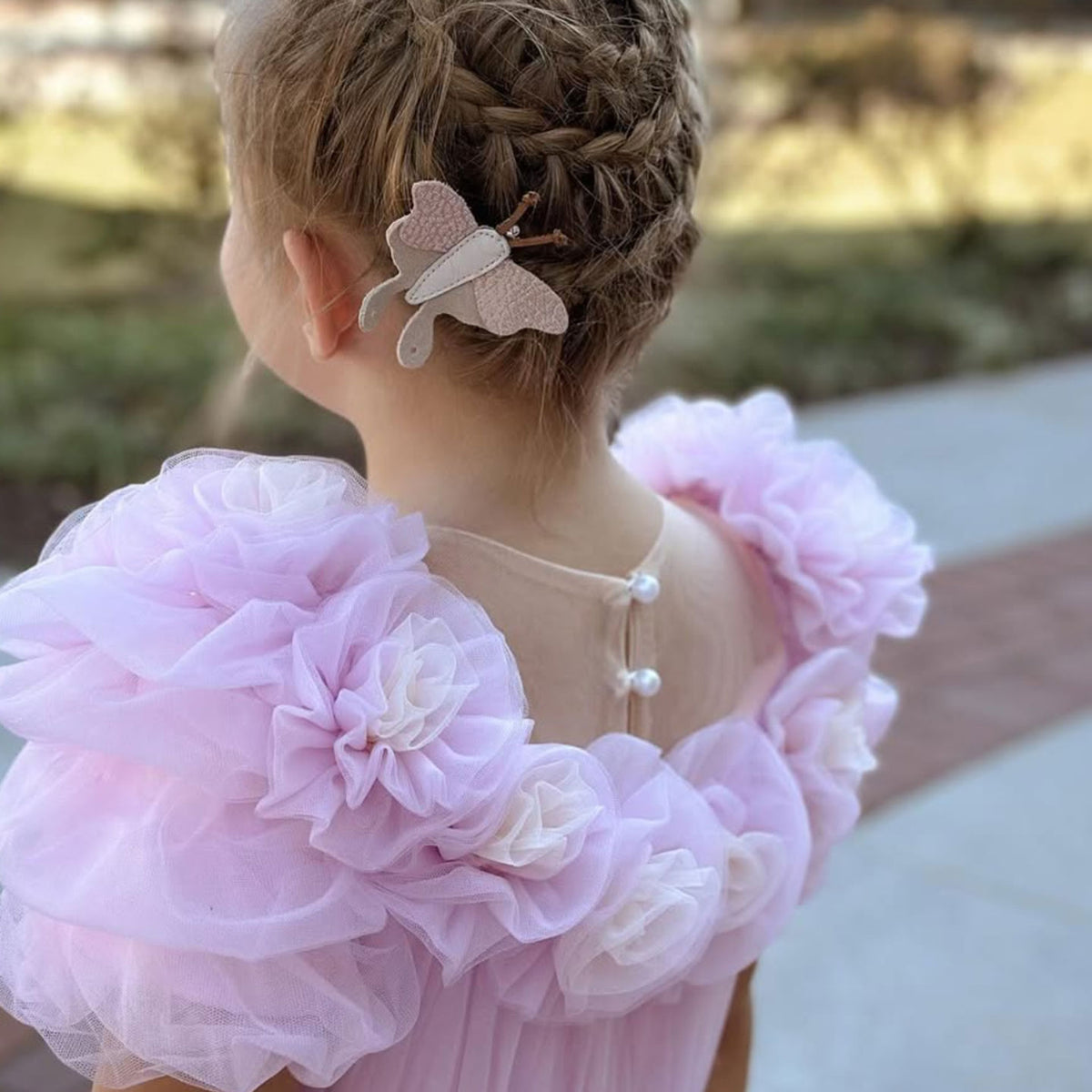 Jill Wish Luxury Arabic Pink Girl Dress Handmade Flowers Princess Gown J150