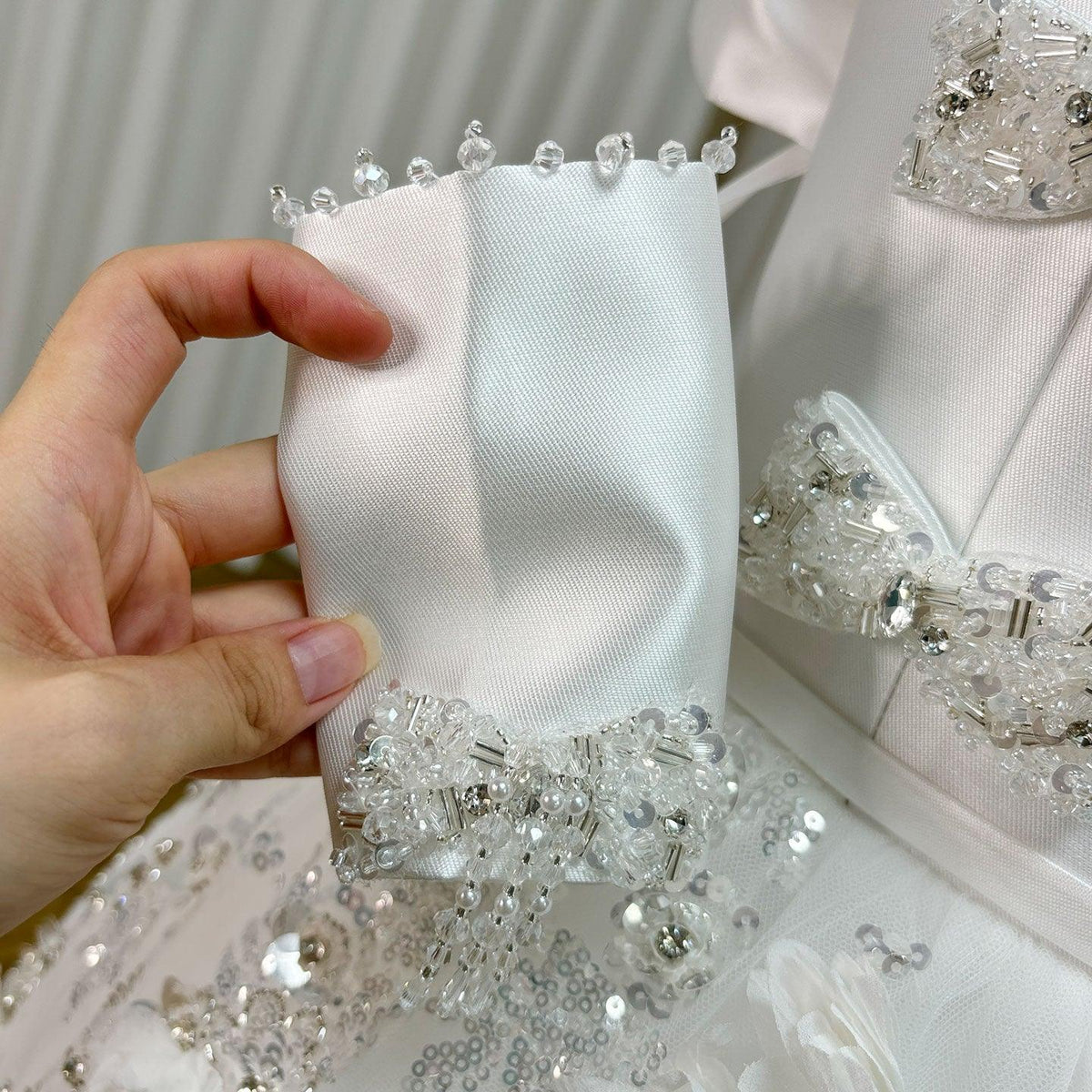 Jill Wish Luxury Arabic White Girl Dress Bow Handmade Flowers with Glove J357