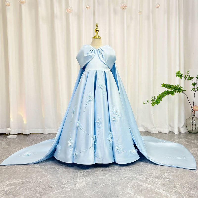 Jill Wish Luxury Blue Dubai Girl Dress Beaded Crystal Arabic Princess J379