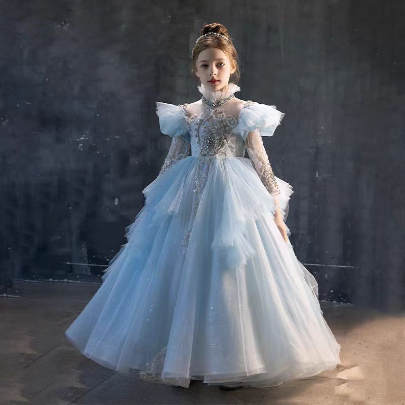 Luxury Blue Dubai Girl Dress Beaded Pearls Arabic Princess J378 – Jill Wish Luxury Blue Dubai Girl Dress Beaded Pearls Arabic Princess J378 – Jill Wish