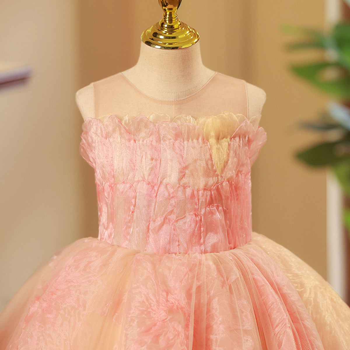 Jill Wish Luxury Coral Long Girl Dress for Birthday Party J276