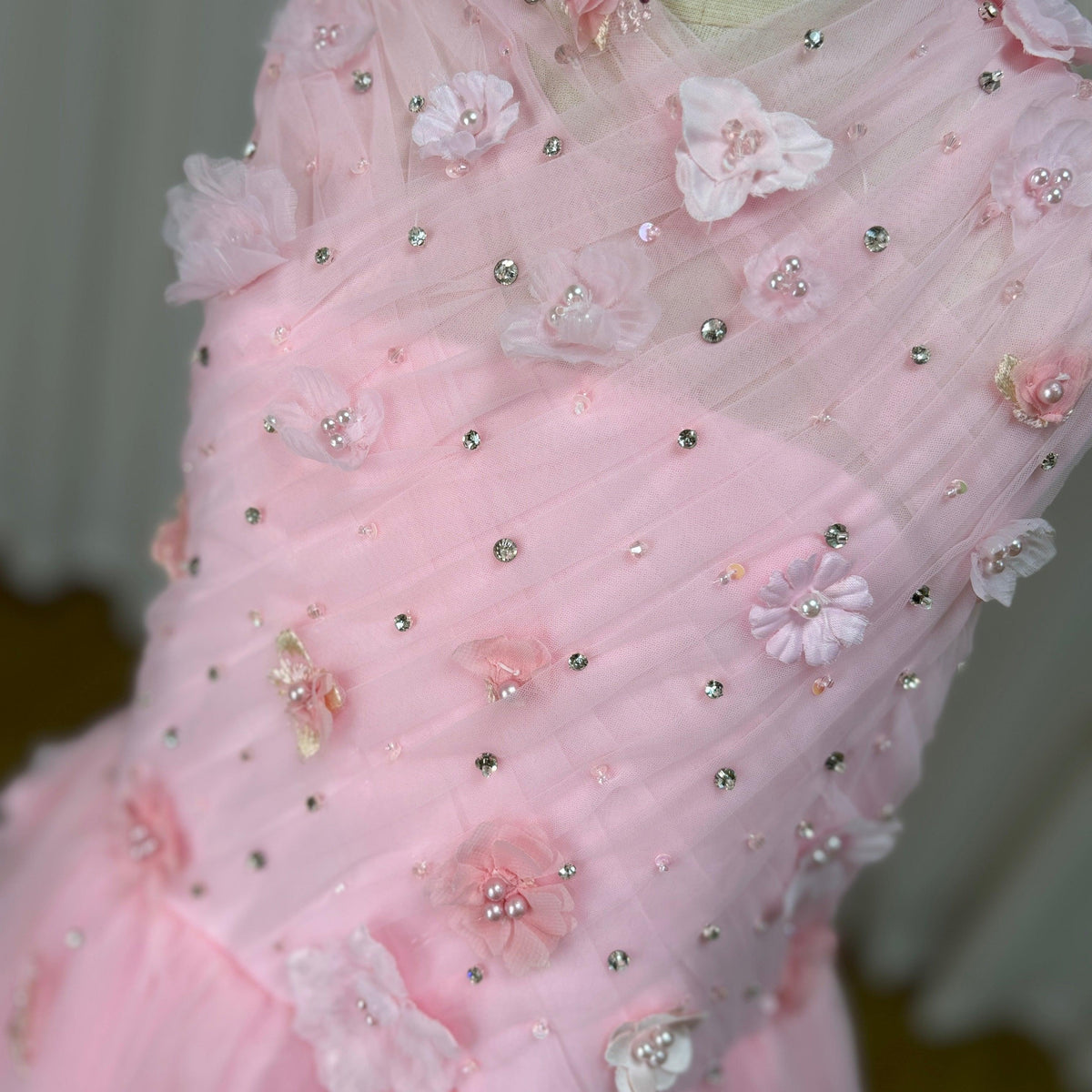 Jill Wish Luxury Dubai Blush Flower Girl Dress Pearls Princess J200