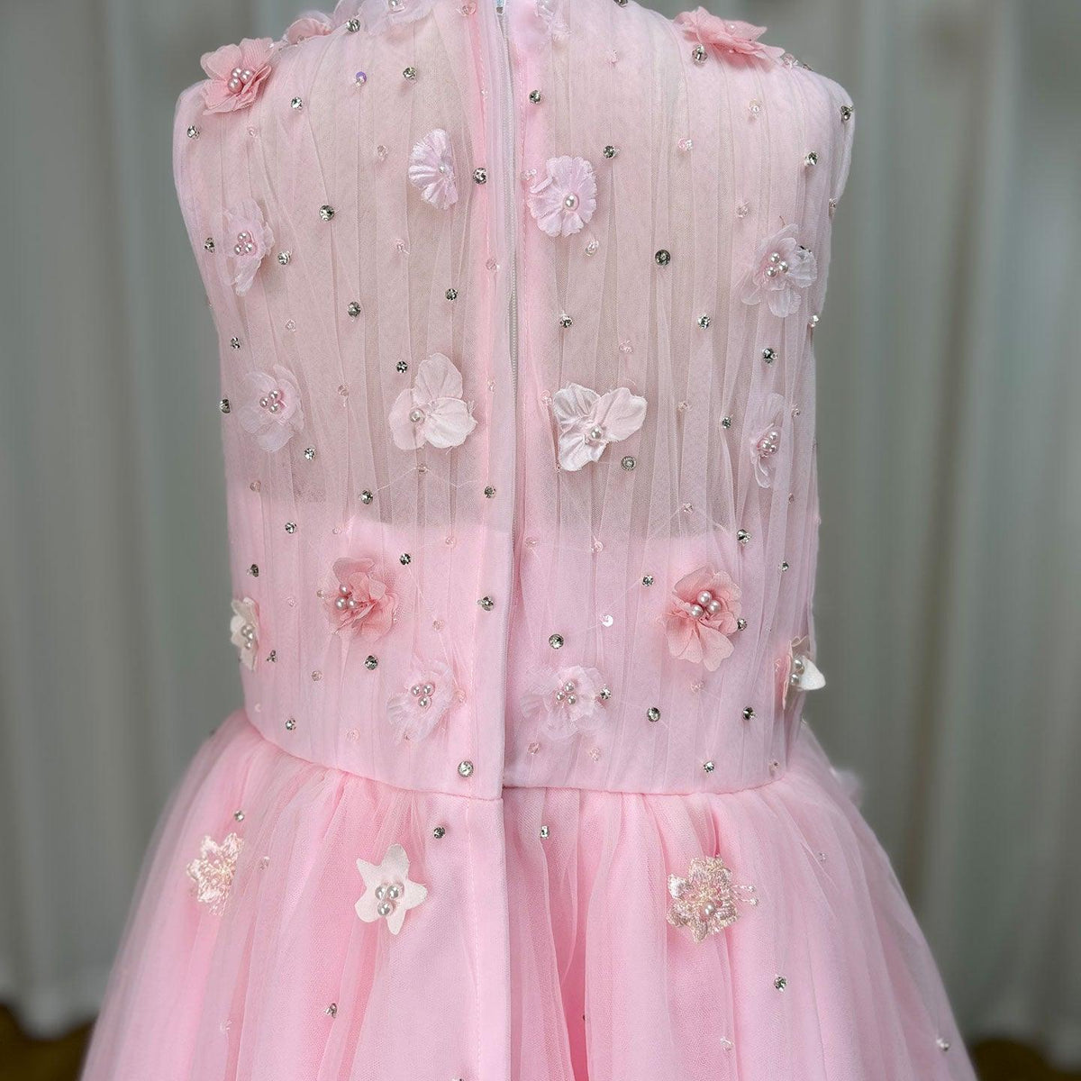 Jill Wish Luxury Dubai Blush Flower Girl Dress Pearls Princess J200