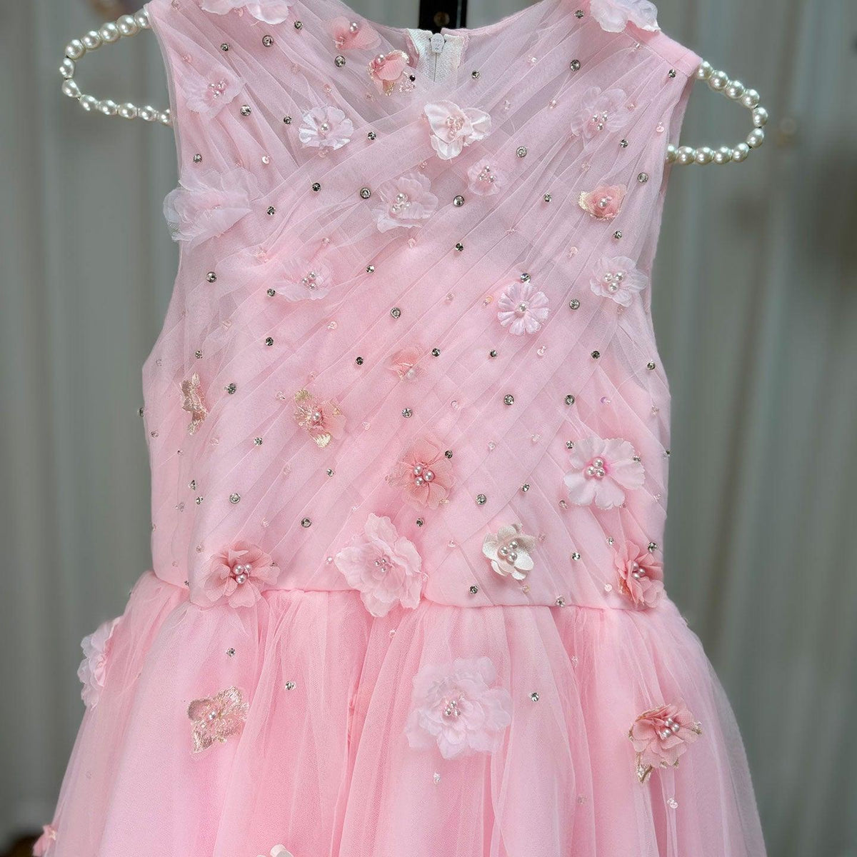 Jill Wish Luxury Dubai Blush Flower Girl Dress Pearls Princess J200
