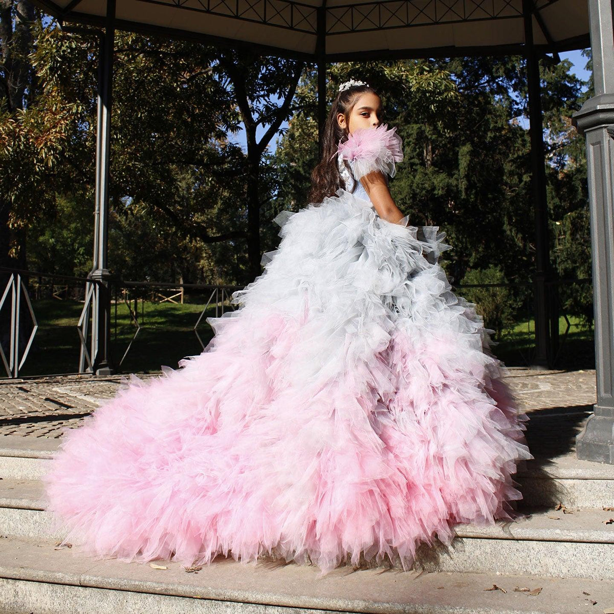Jill Wish Luxury Girl Dress Feathers Beading Princess Prom Gown J163