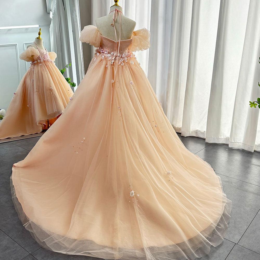 Jill Wish Luxury Girl Dress Handmade Flowers Pink Kids J313