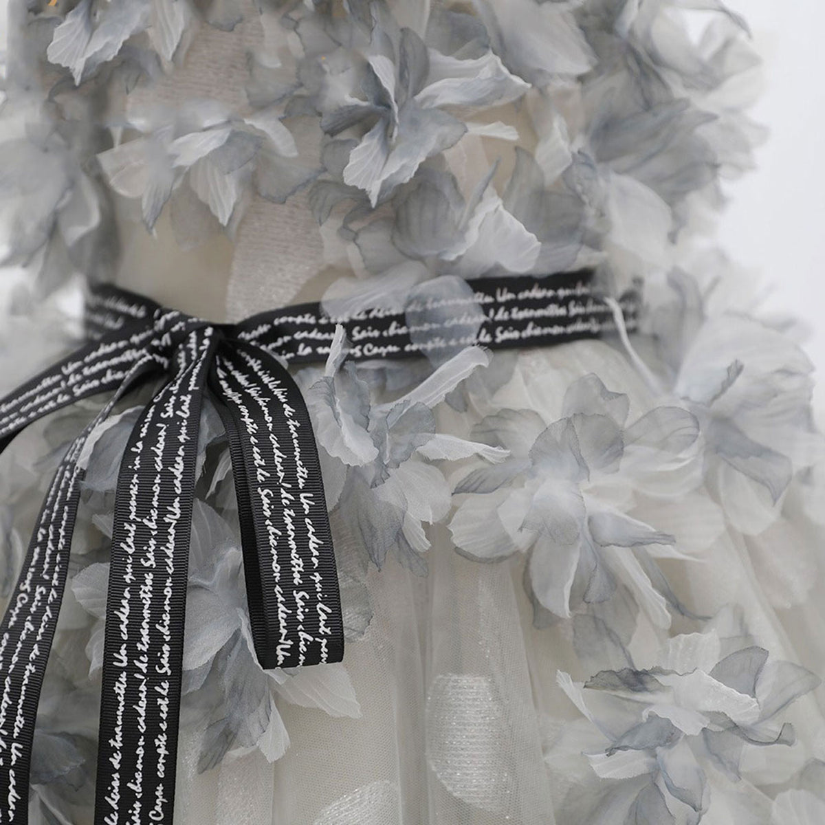 Jill Wish Luxury Gray Kids Girl Dress Handmade Flower Ribbons Princess A-Line J018