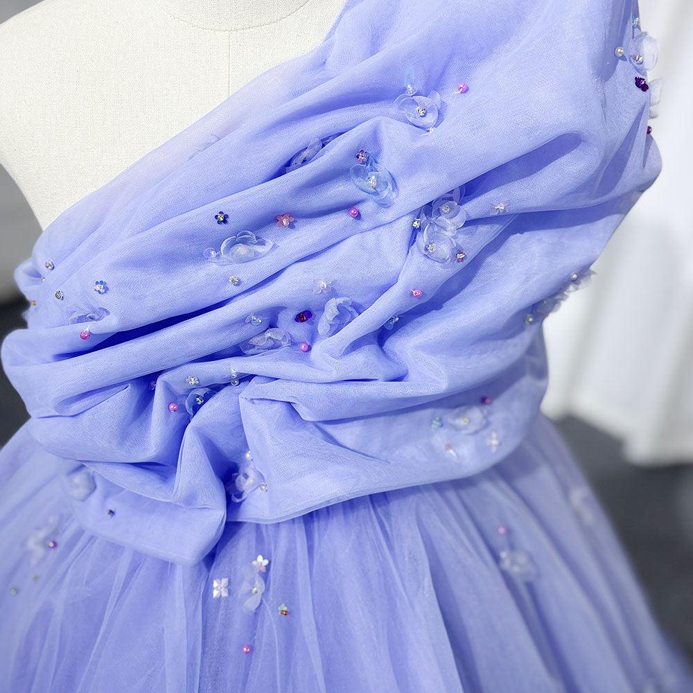 Jill Wish Luxury Lilac Dubai Girl Dress Handmade Flowers Arabic Princess J393