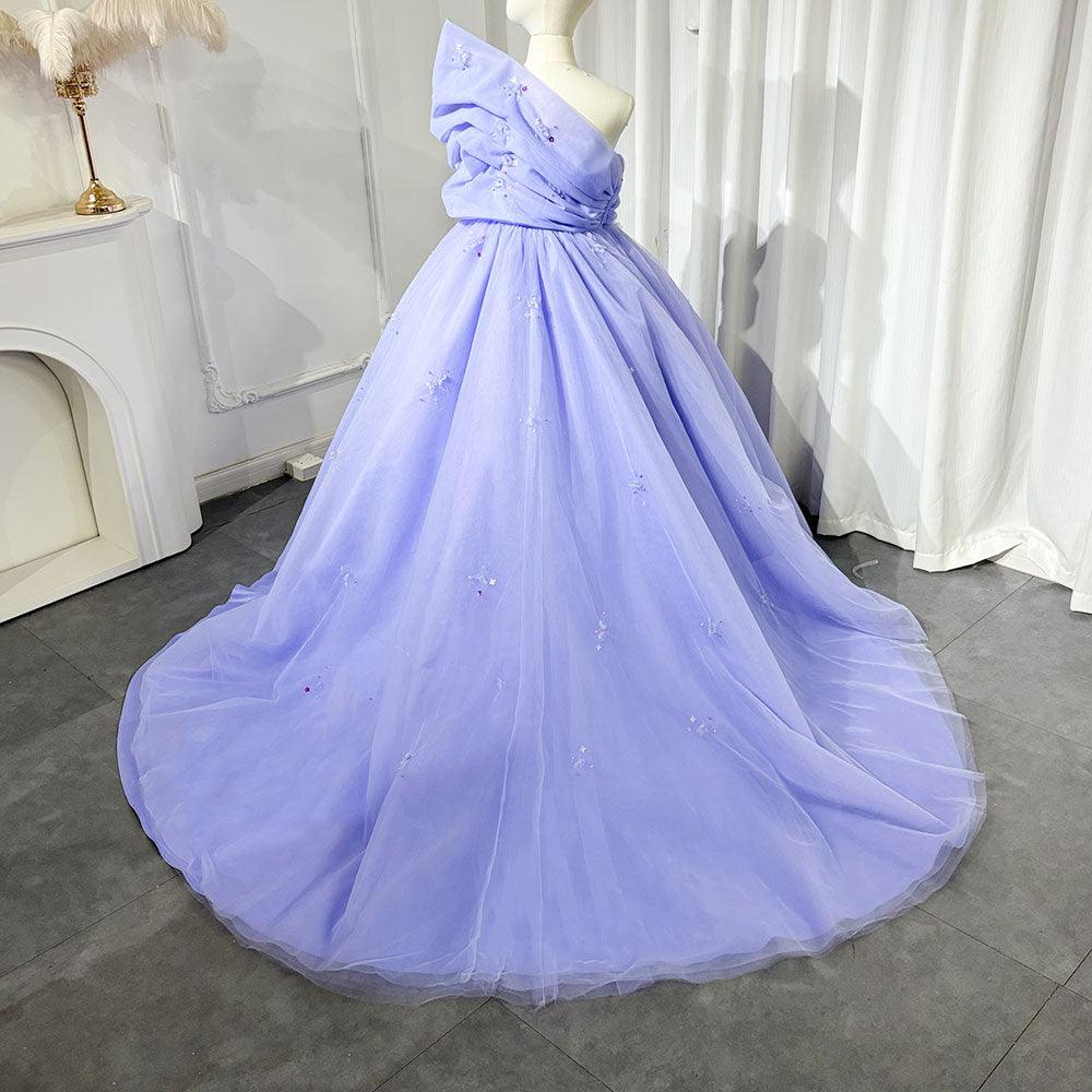 Jill Wish Luxury Lilac Dubai Girl Dress Handmade Flowers Arabic Princess J393