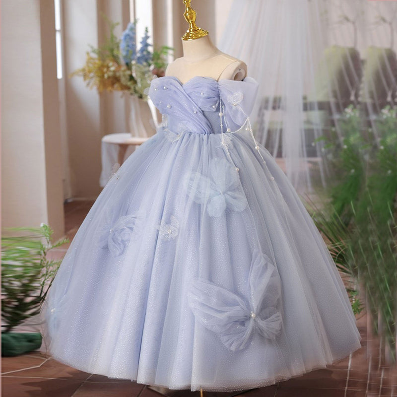 Jill Wish Luxury Lilac Girl Dress Beadeds Arabic with Cap J107
