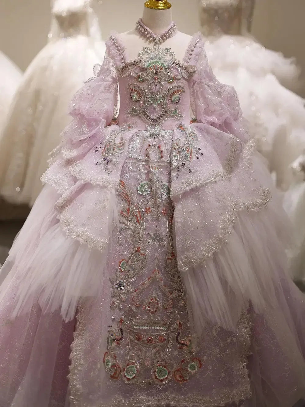 Jill Wish Luxury Lilac Quinceanera Dresses Beading Sequined Pearls Princess J067