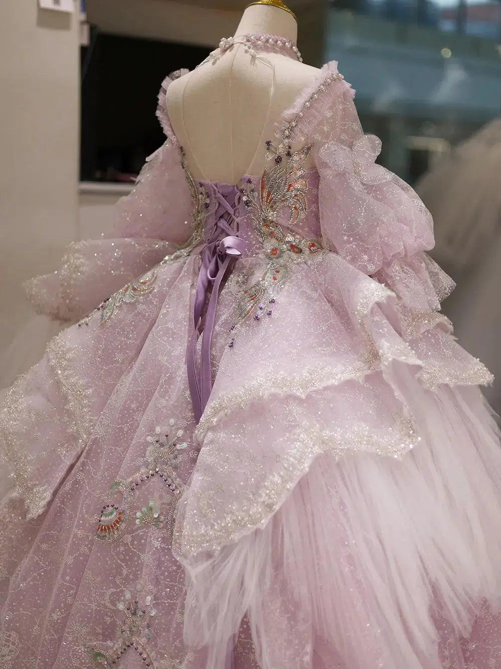 Jill Wish Luxury Lilac Quinceanera Dresses Beading Sequined Pearls Princess J067