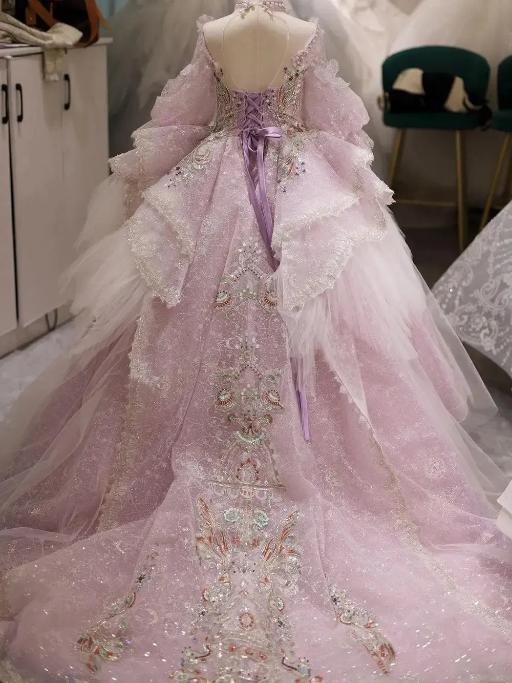 Jill Wish Luxury Lilac Quinceanera Dresses Beading Sequined Pearls Princess J067