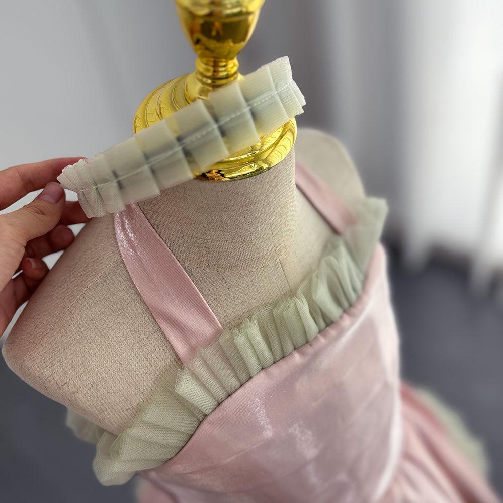 Jill Wish Luxury Pink Arabic Girl Dress Handmade Flowers Kids Princess J195