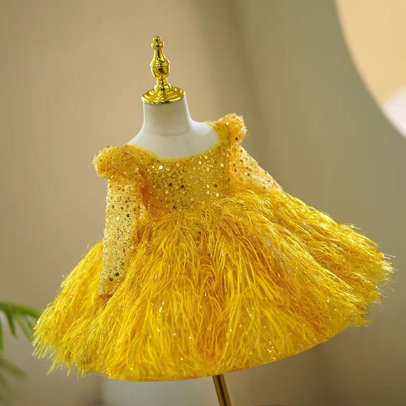 Jill Wish Luxury Pink Arabic Girl Dress Sequined Baby Kids Princess Birthday J161