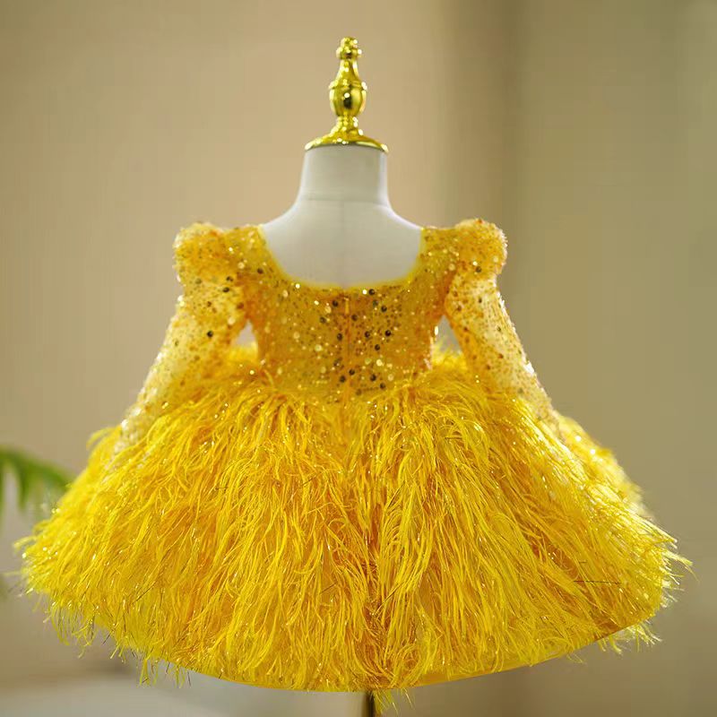 Jill Wish Luxury Pink Arabic Girl Dress Sequined Baby Kids Princess Birthday J161