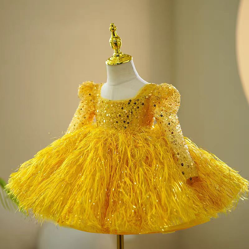 Jill Wish Luxury Pink Arabic Girl Dress Sequined Baby Kids Princess Birthday J161