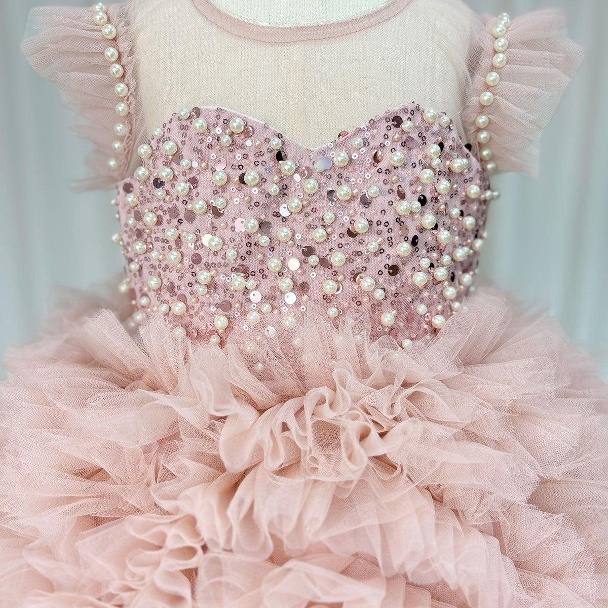 Jill Wish Luxury Pink Baby Flower Girl Dresses Arabic Pearls Princess Kids J042