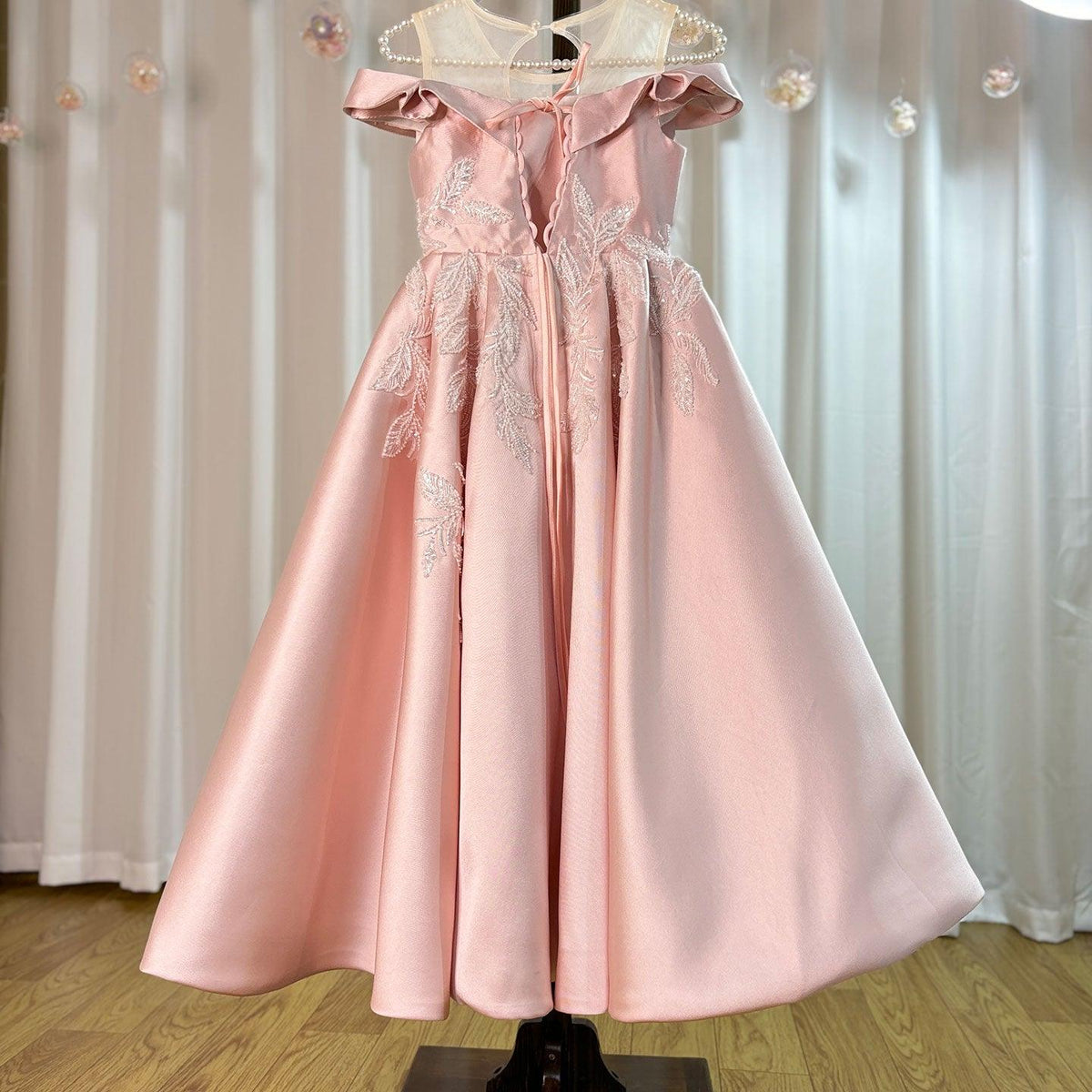 Jill Wish Luxury Pink Flower Girl Dress Appliques Sequined Princess Ball Gown J129
