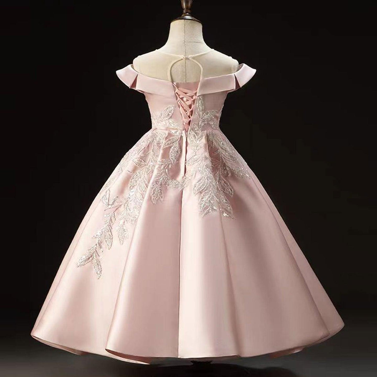 Jill Wish Luxury Pink Flower Girl Dress Appliques Sequined Princess Ball Gown J129