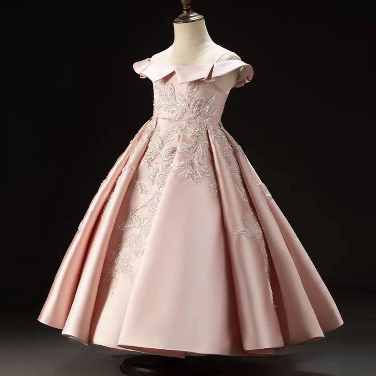 Jill Wish Luxury Pink Flower Girl Dress Appliques Sequined Princess Ball Gown J129