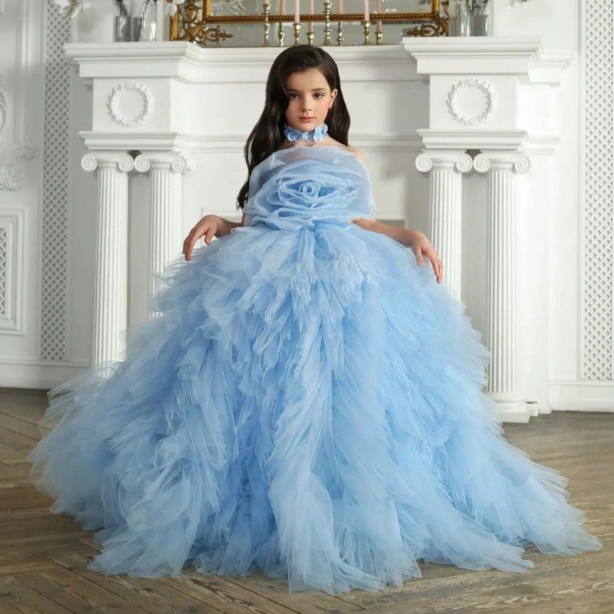 Jill Wish Luxury Pink Girl Dress Handmade Flowers Kids Princess J039