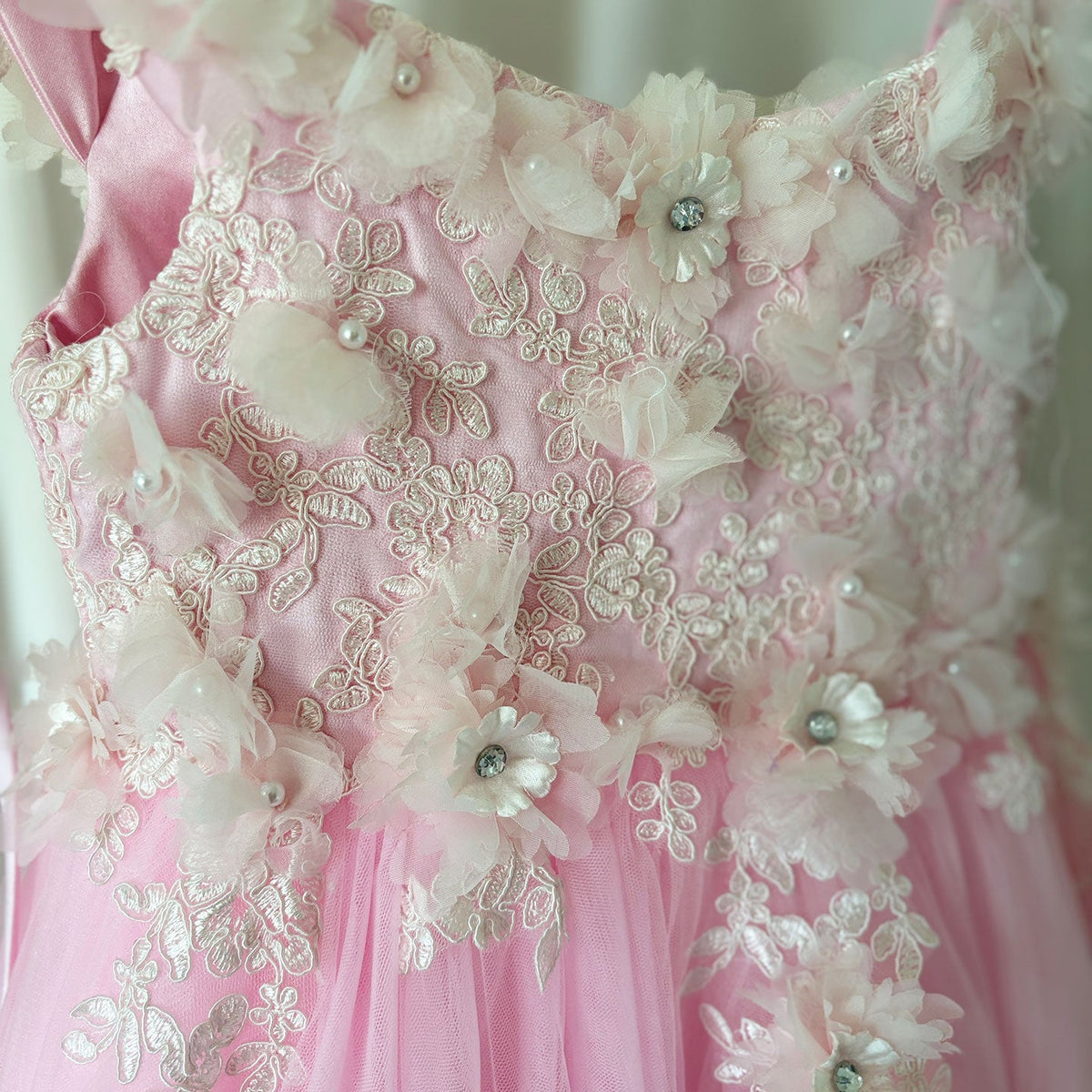 Jill Wish Luxury Pink Tulle Lace Girl Dress Sweep Train Ball Gown J178