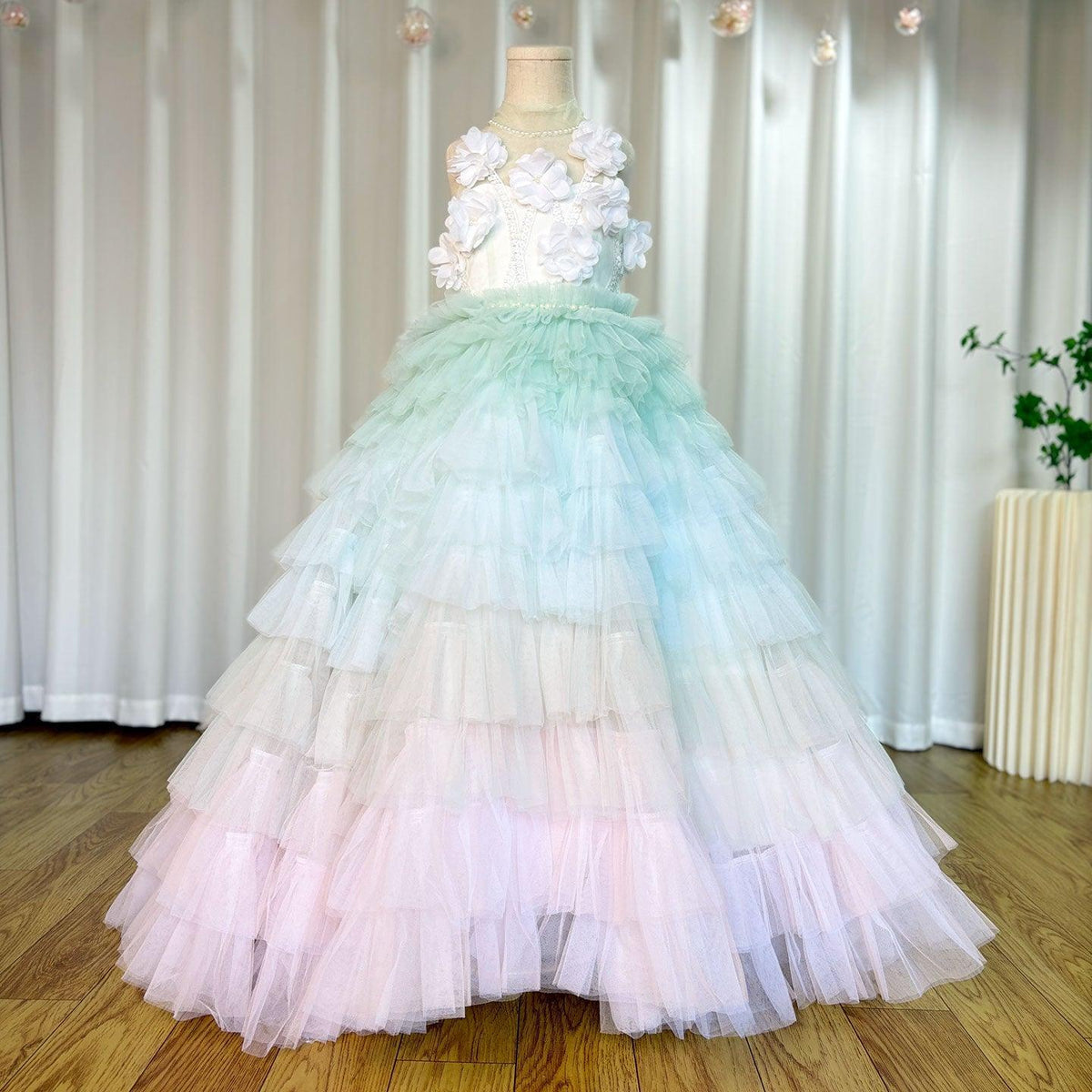 Jill Wish Luxury Sage Green Flower Girl Dresses Handmade Flower J074