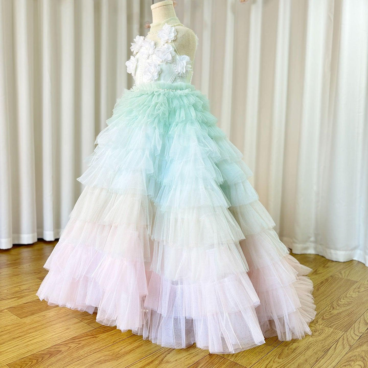 Jill Wish Luxury Sage Green Flower Girl Dresses Handmade Flower J074