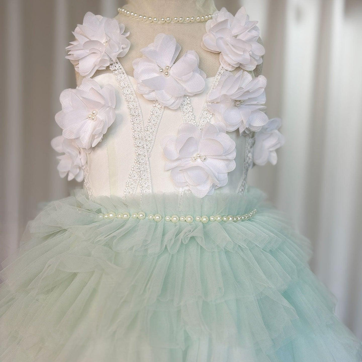 Jill Wish Luxury Sage Green Flower Girl Dresses Handmade Flower J074