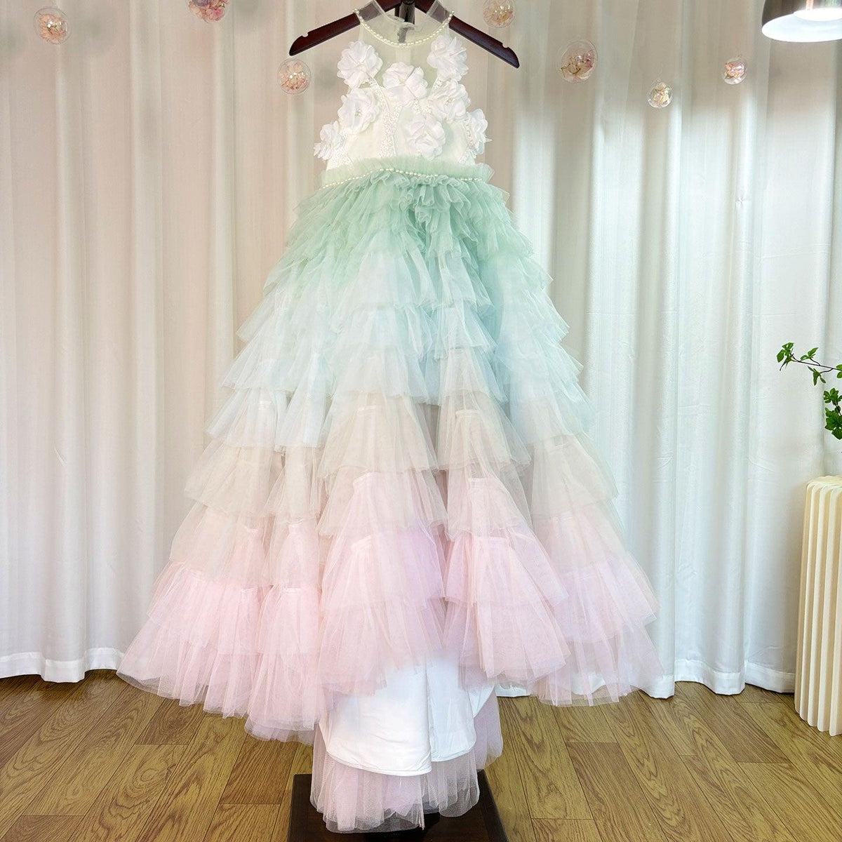 Jill Wish Luxury Sage Green Flower Girl Dresses Handmade Flower J074
