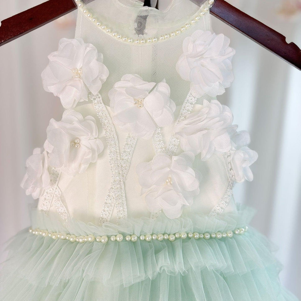 Jill Wish Luxury Sage Green Flower Girl Dresses Handmade Flower J074