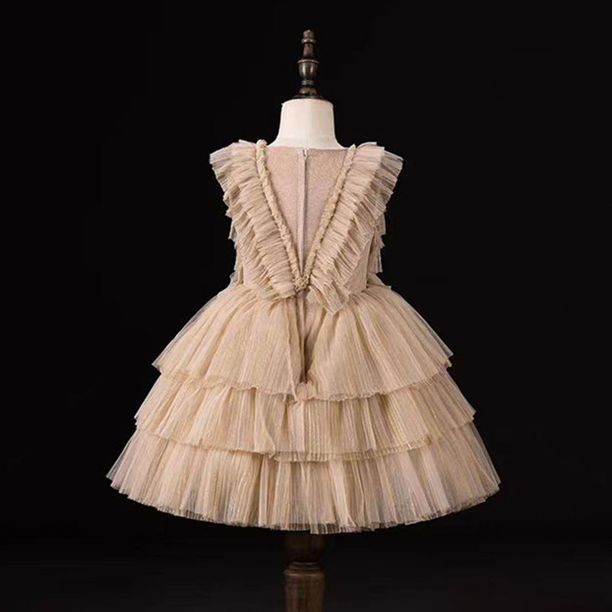 Jill Wish Luxury Shiny Gold A-Line Flower Girl Dresses for Kids J002