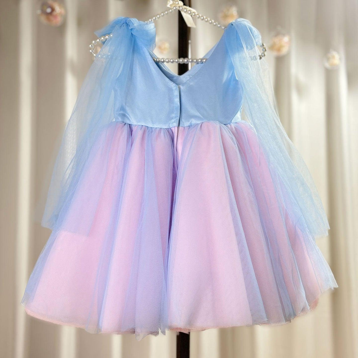 Jill Wish Luxury Sky Blue Baby Flower Girl Dresses Beaded Arab Pearls Princess J072