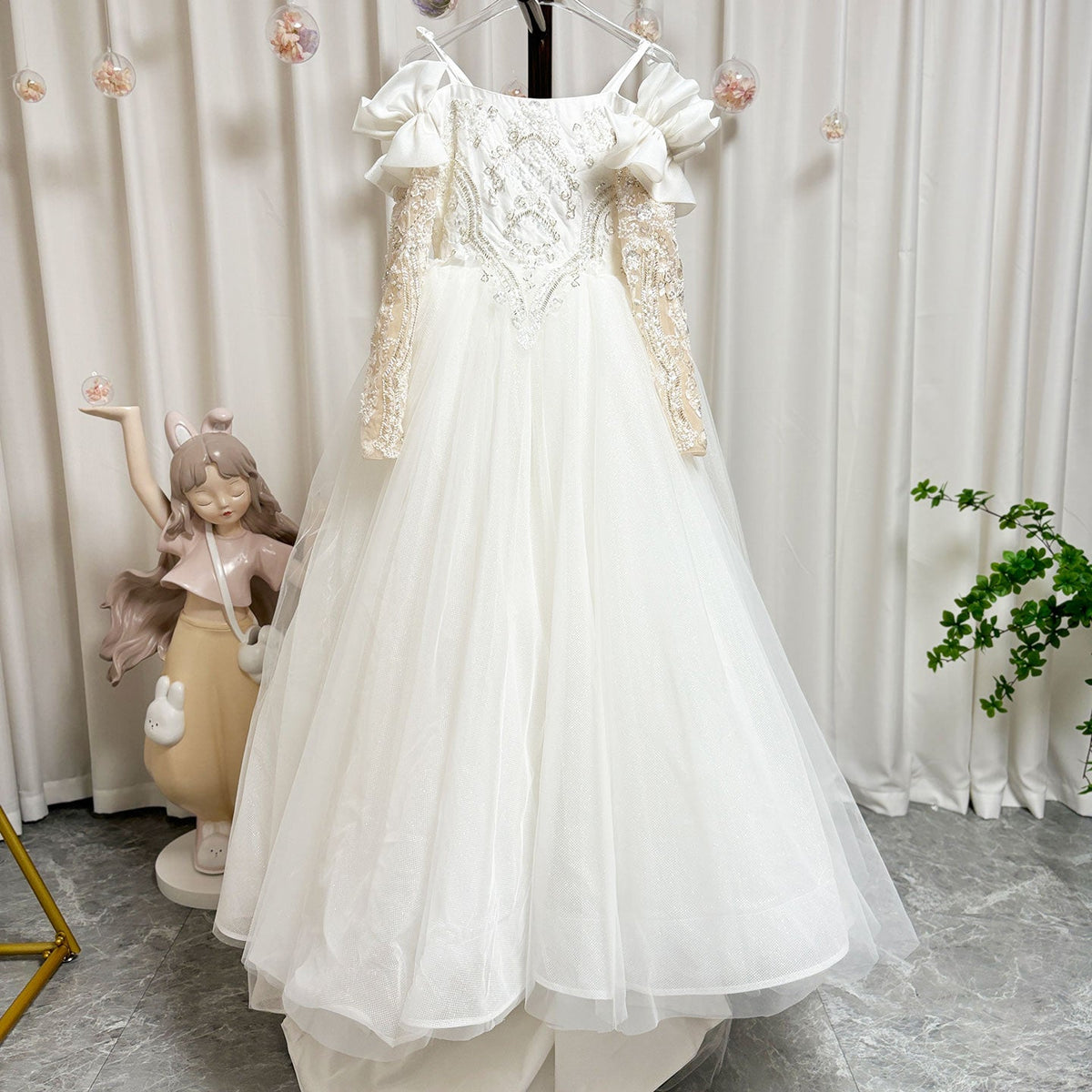 Jill Wish Luxury White Flower Girl Dress for Party J270