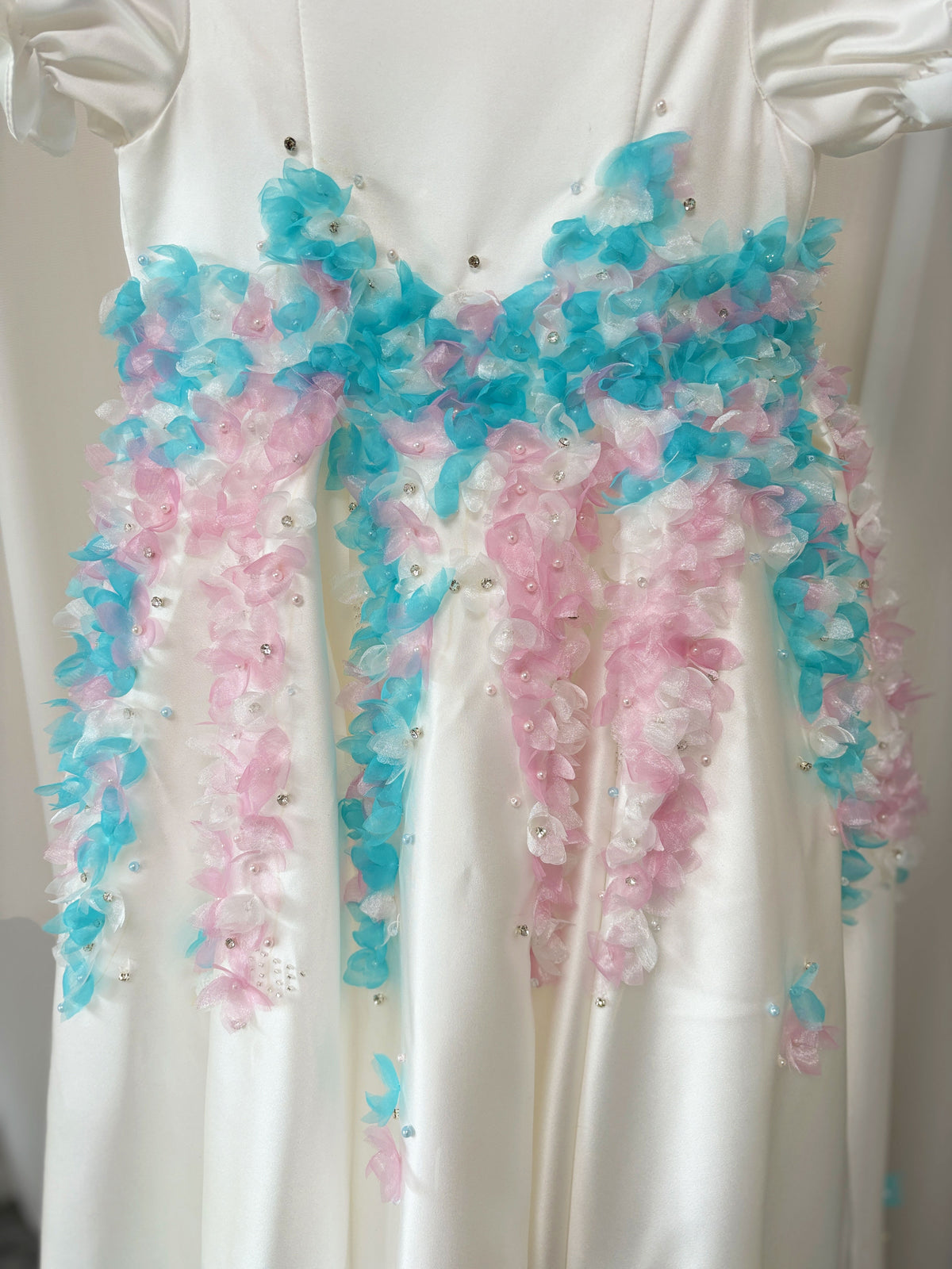 Jill Wish Luxury White Girl Dress 3D Flowers Princess Dubai Kids J295