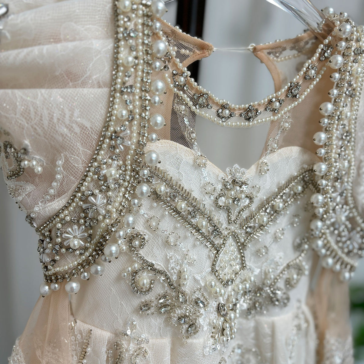 Jill Wish Luxury White Girl Dress Beaded Pearls Dubai Kids Princess J112