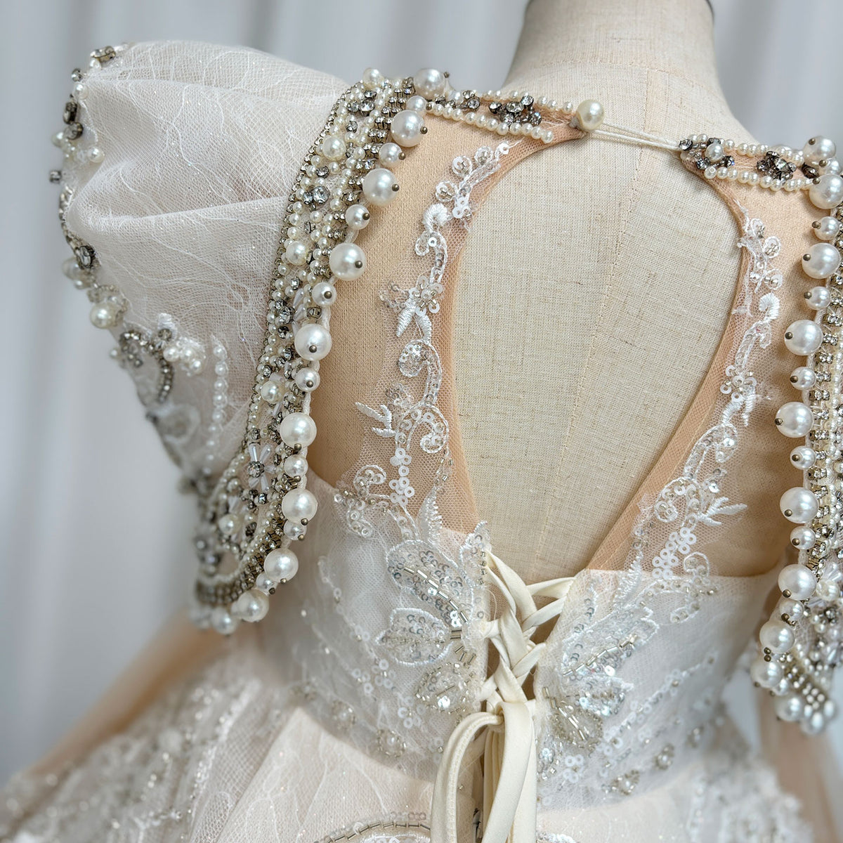 Jill Wish Luxury White Girl Dress Beaded Pearls Dubai Kids Princess J112