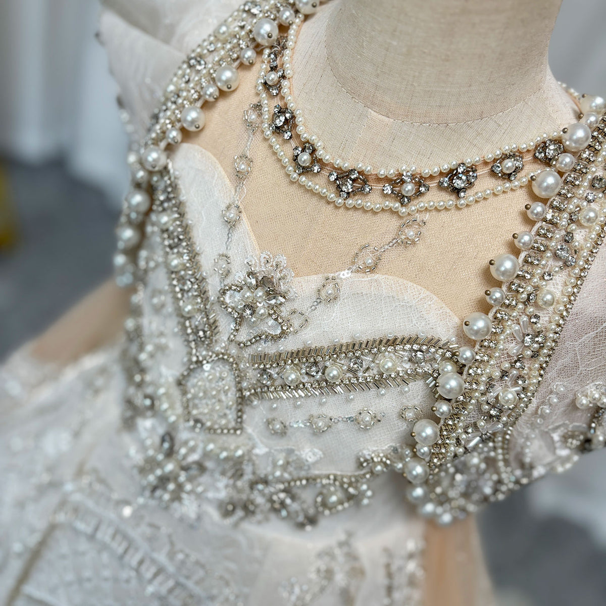 Jill Wish Luxury White Girl Dress Beaded Pearls Dubai Kids Princess J112