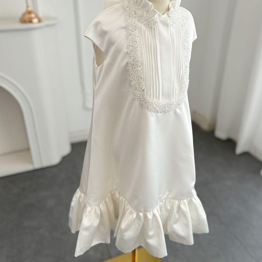 Jill Wish Luxury White Girl Dress Beading Arabic Princess Kids J296
