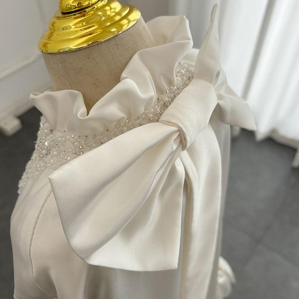 Jill Wish Luxury White Girl Dress Beading Arabic Princess Kids J296