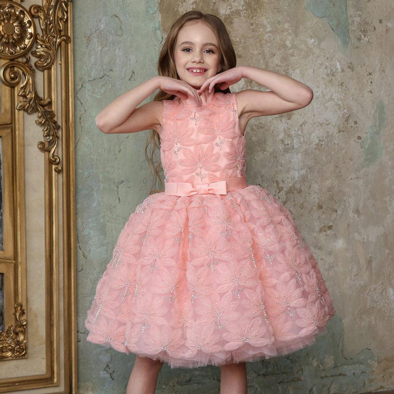Jill Wish Pink Girl Dress Beads Flowers Princess Birthday Party Gown J130