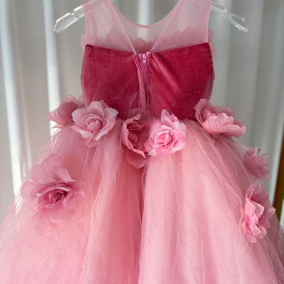 Jill Wish Pink Girl Dress Handmade Flowers for Kids Birthday Party J139