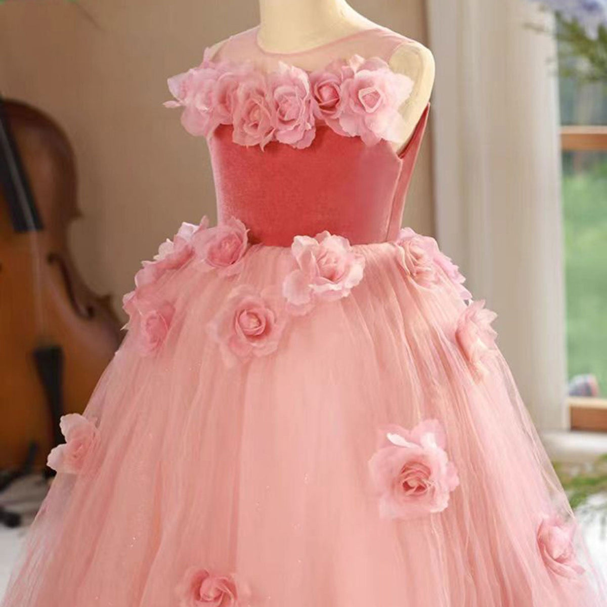 Jill Wish Pink Girl Dress Handmade Flowers for Kids Birthday Party J139