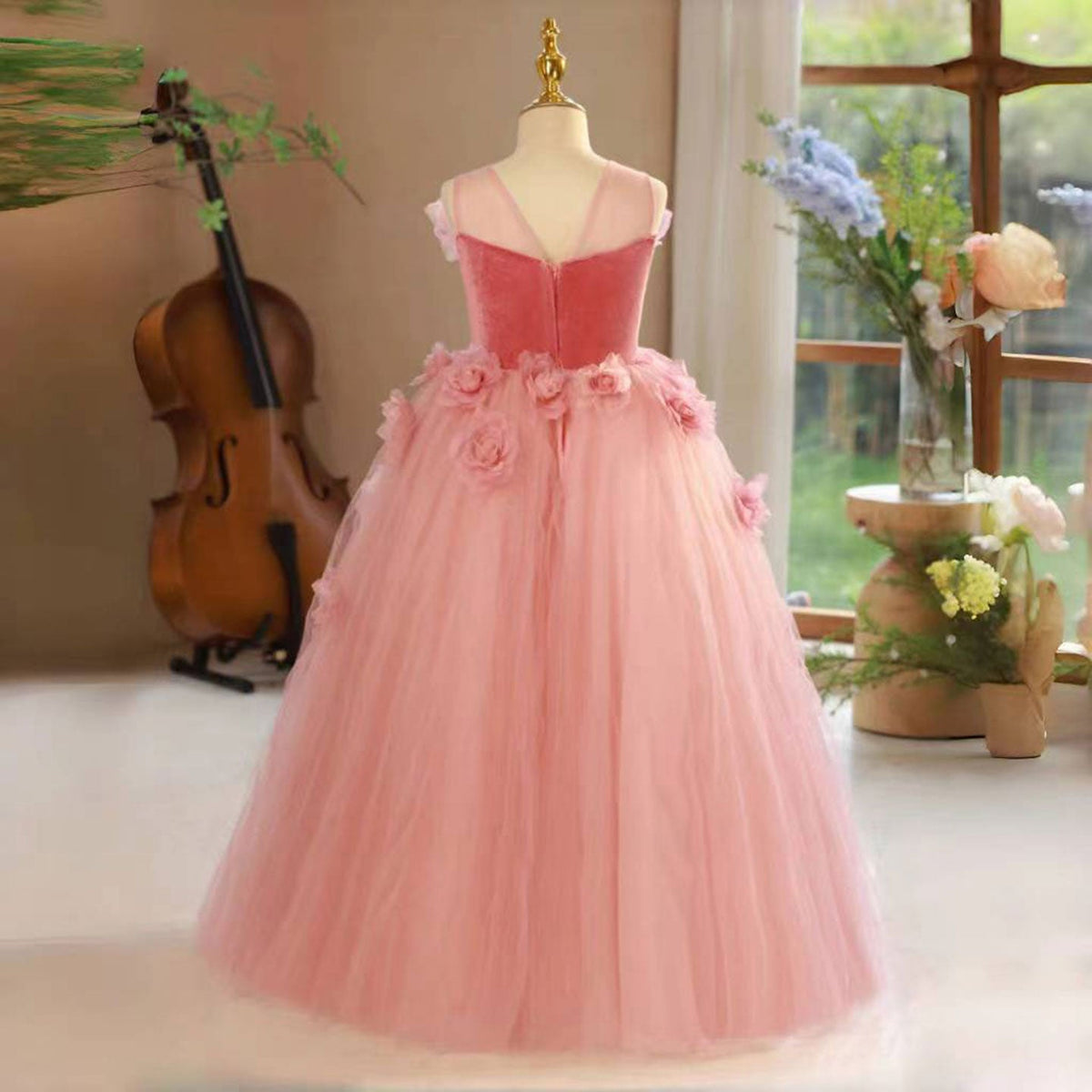 Jill Wish Pink Girl Dress Handmade Flowers for Kids Birthday Party J139
