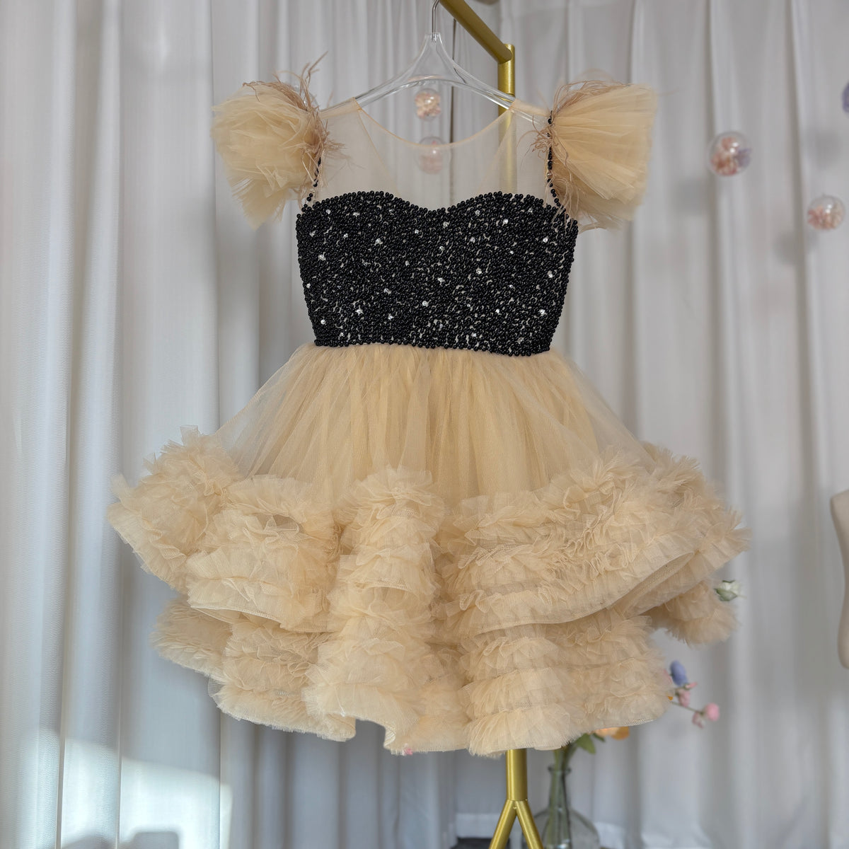 Jill Wish Purple Pearls Flower Girl Dress for Wedding Birthday J318