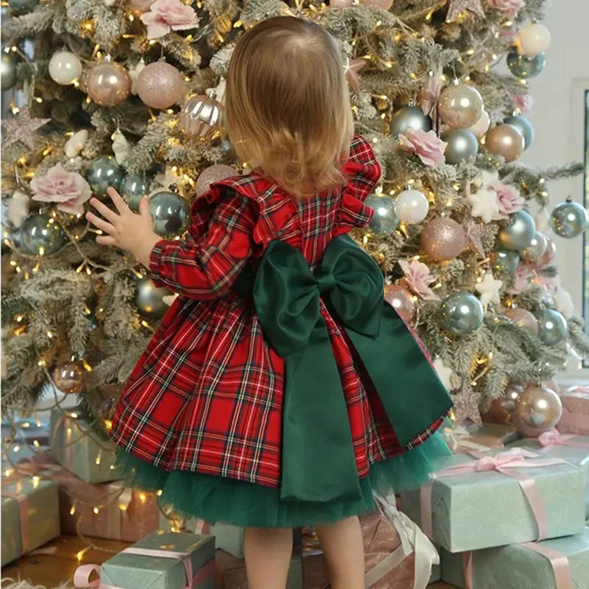 Jill Wish Red Long Sleeve Christmas Girl Dress Birthday Ball Gown J278