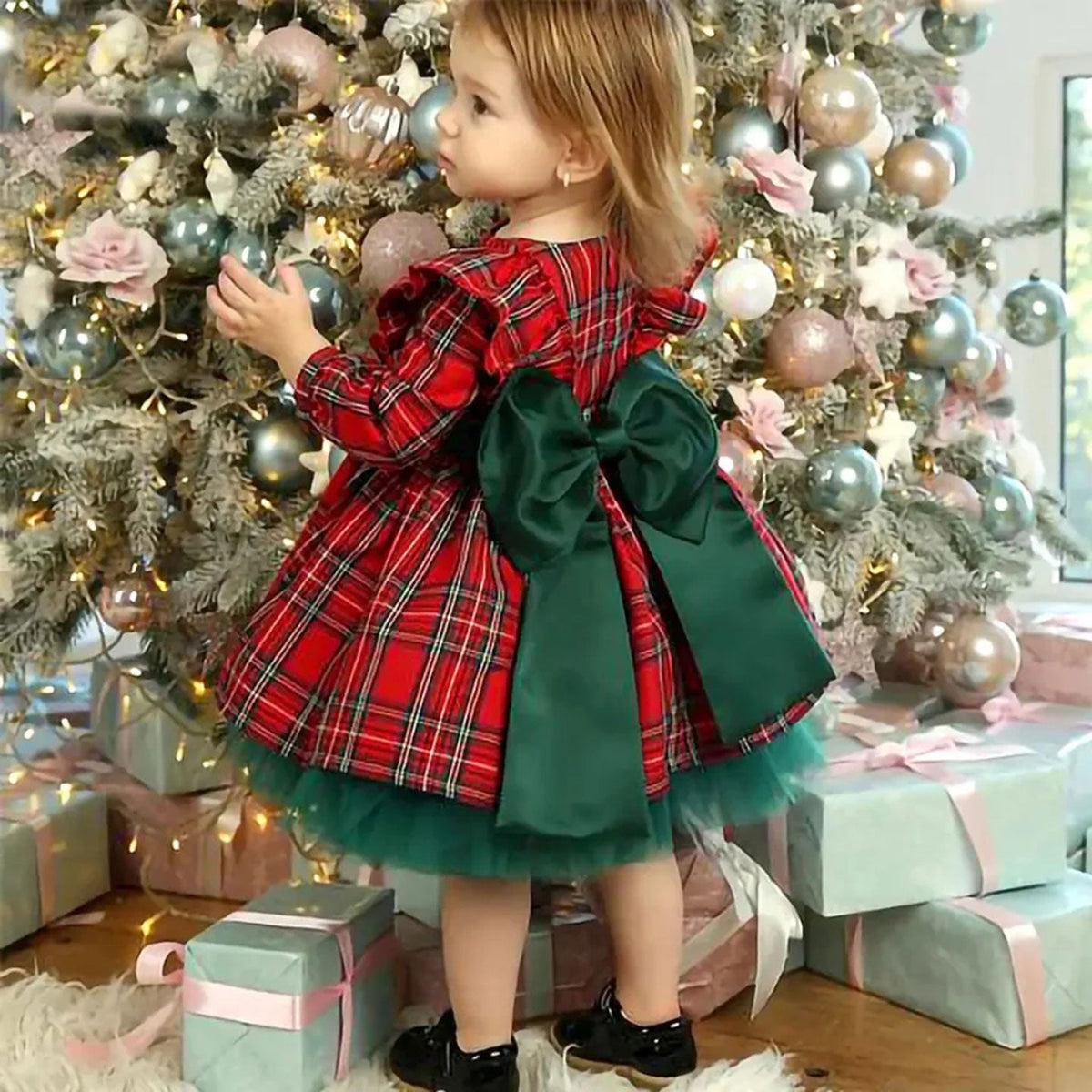 Jill Wish Red Long Sleeve Christmas Girl Dress Birthday Ball Gown J278