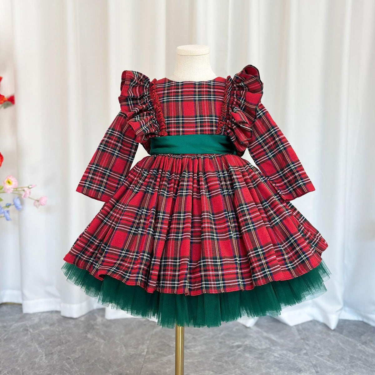 Jill Wish Red Long Sleeve Christmas Girl Dress Birthday Ball Gown J278